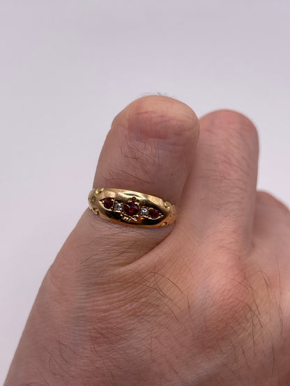 Antique 9ct gold ruby and diamond ring