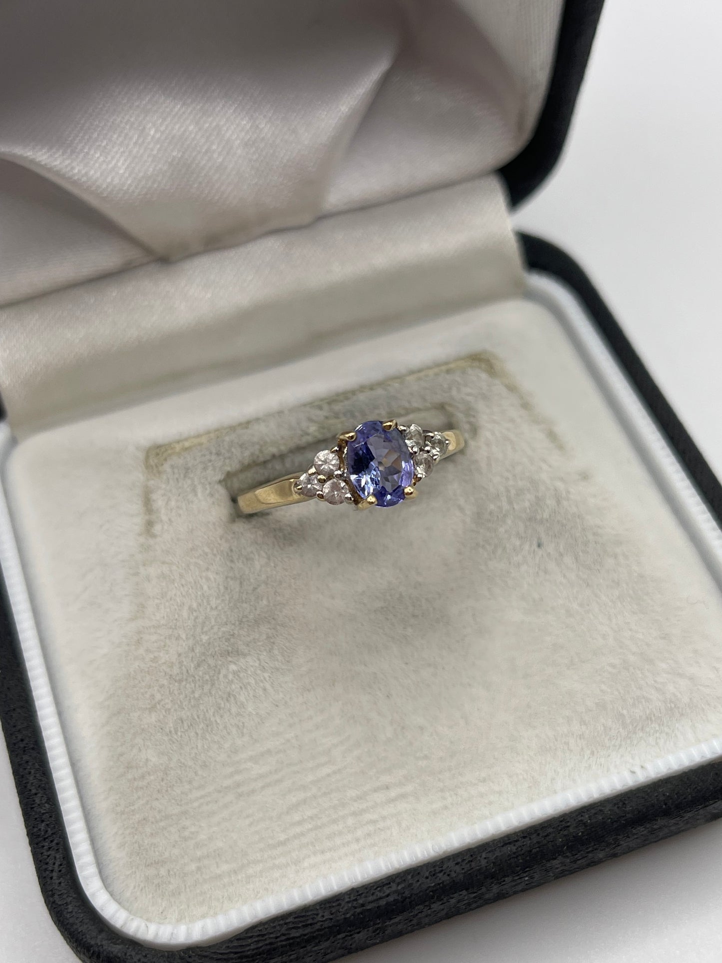 9ct gold tanzanite and zircon ring