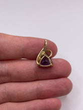 Load image into Gallery viewer, 9ct gold amethyst and diamond pendant
