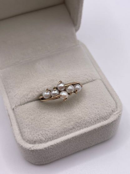 9ct gold pearl cluster ring