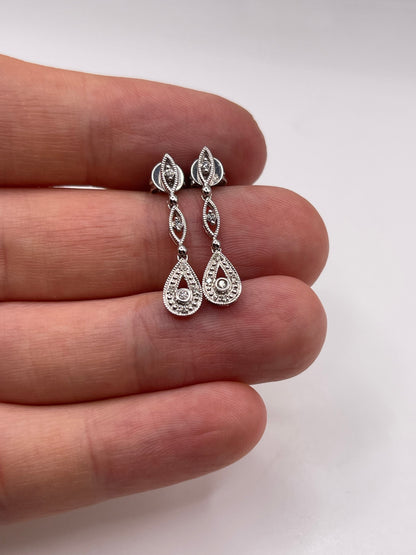 9ct white gold diamond earrings