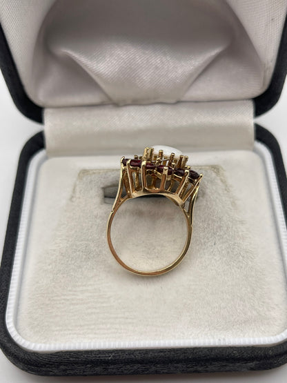 9ct gold opal and garnet ring