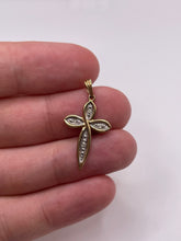 Load image into Gallery viewer, 9ct gold diamond cross pendant
