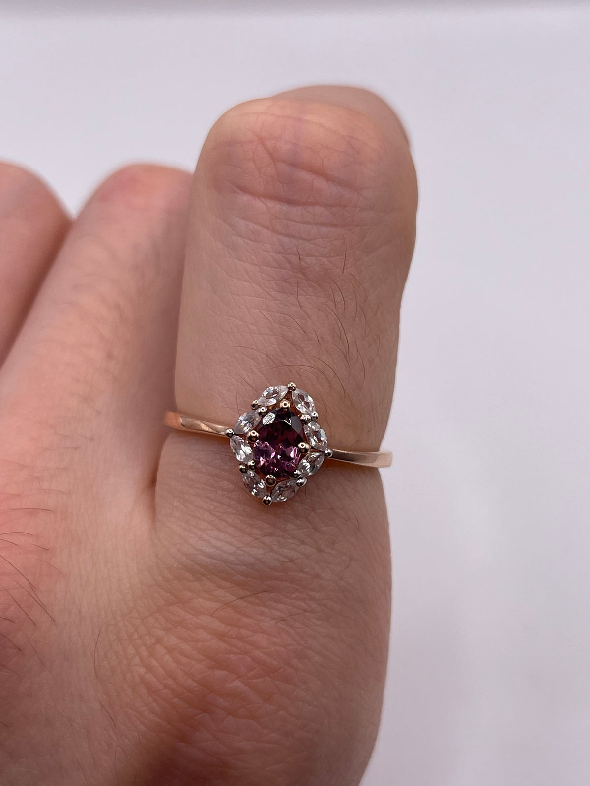 9ct rose gold tourmaline and zircon ring
