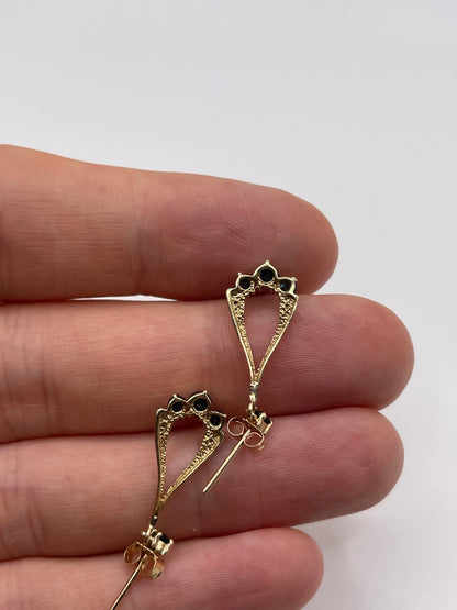 9ct gold sapphire and diamond earrings