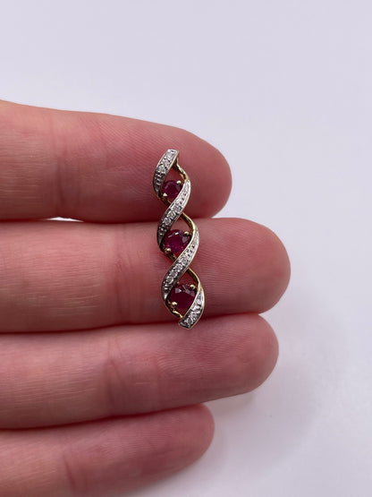 9ct gold ruby and diamond pendant