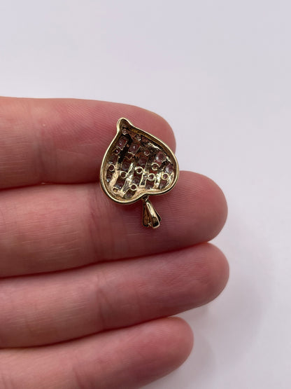 9ct gold quartz and diamond heart pendant