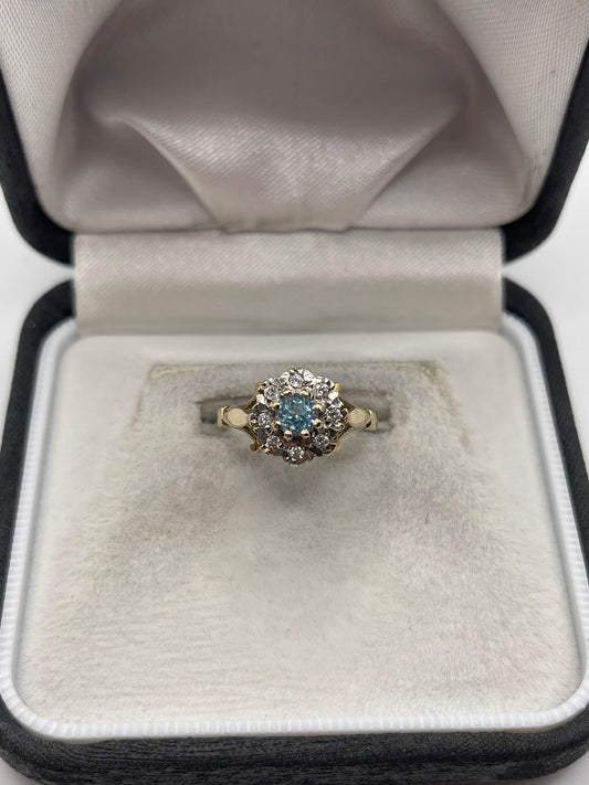9ct gold topaz and diamond ring