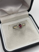 Load image into Gallery viewer, 9ct gold ruby and cz ring
