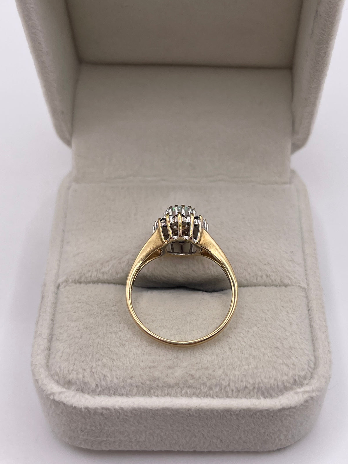 9ct gold opal, sapphire and diamond ring