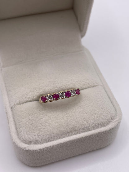 9ct gold ruby and diamond ring