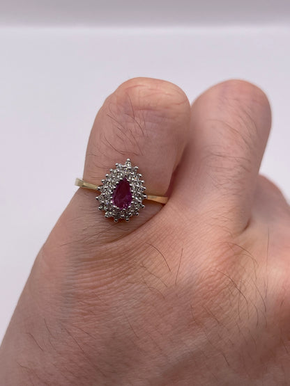 9ct gold ruby and diamond ring