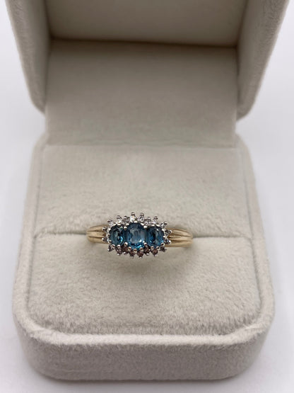9ct gold topaz and diamond ring
