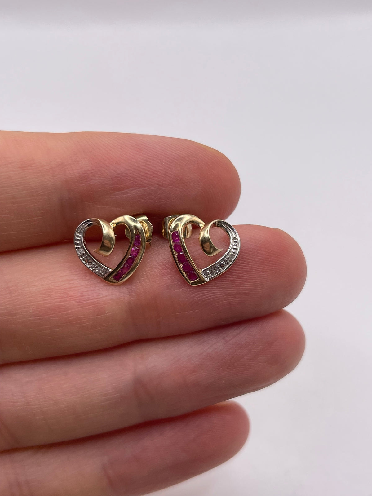 9ct gold ruby and diamond earrings