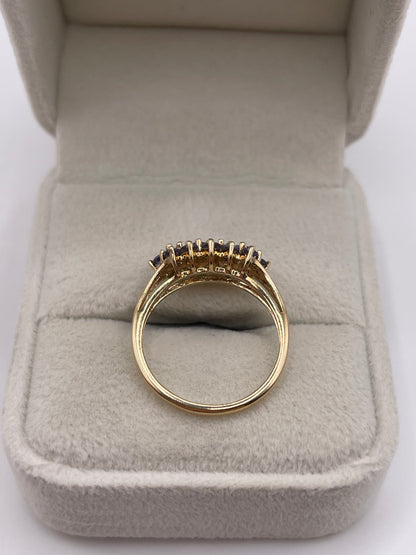 9ct gold tanzanite cluster ring