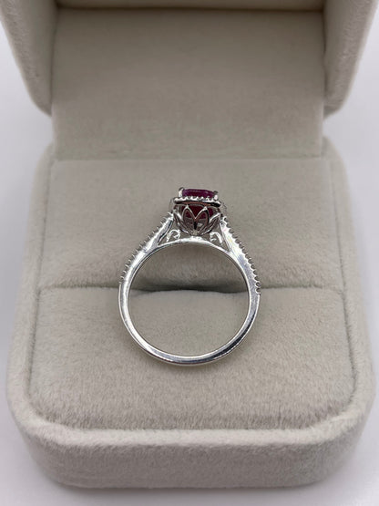 9ct white gold ruby and diamond ring