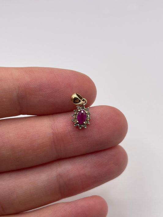 9ct gold ruby and diamond pendant