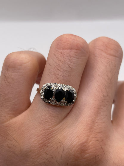 9ct gold sapphire and diamond ring