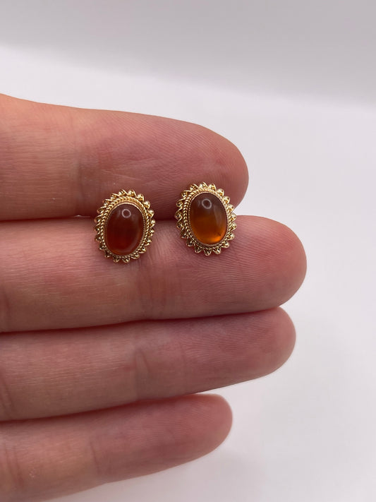 9ct gold amber earrings