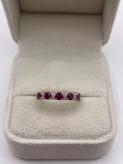 9ct gold ruby and diamond ring