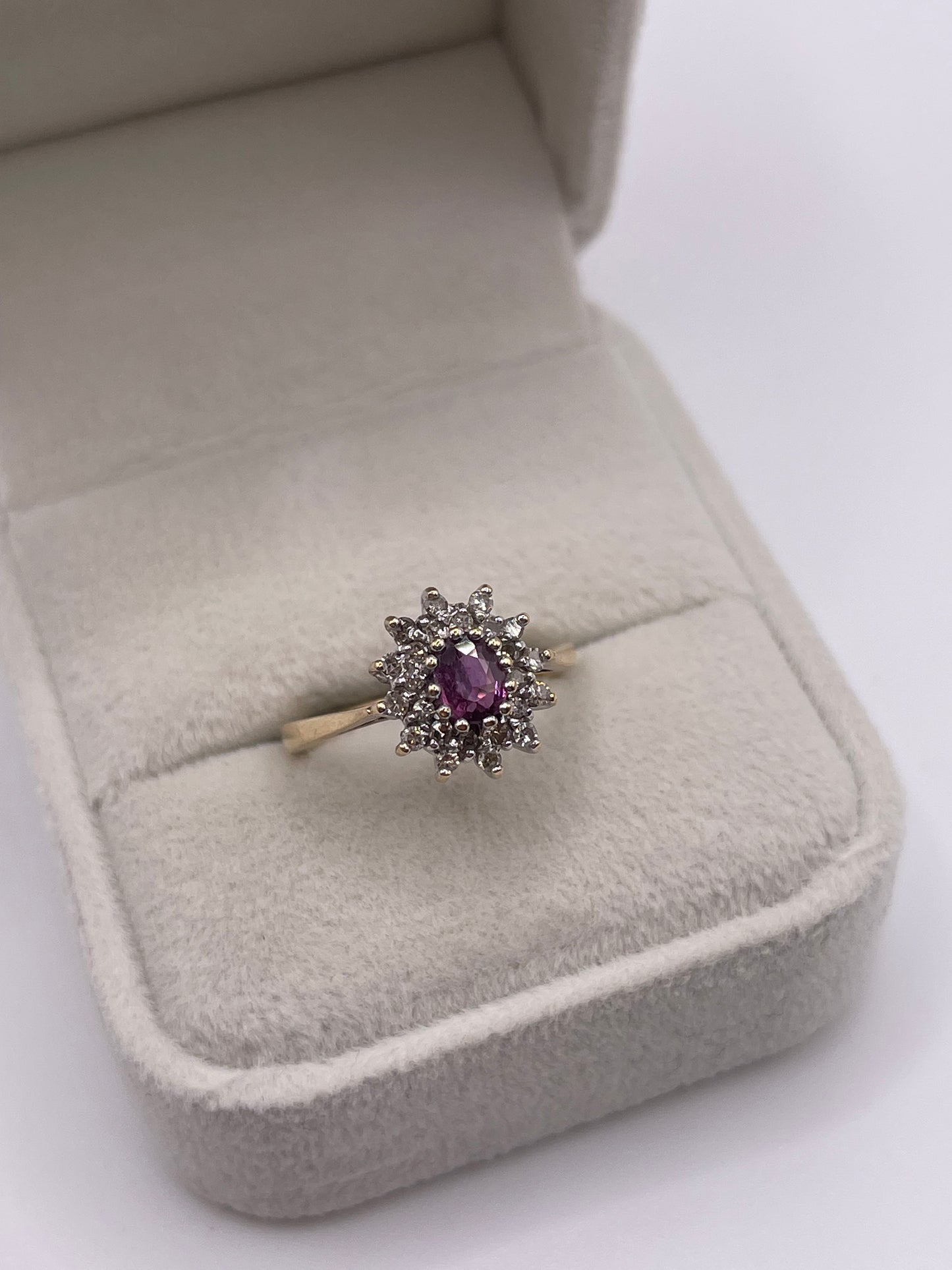 9ct gold ruby and diamond ring