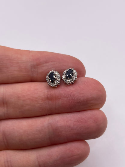 9ct gold sapphire and diamond earrings