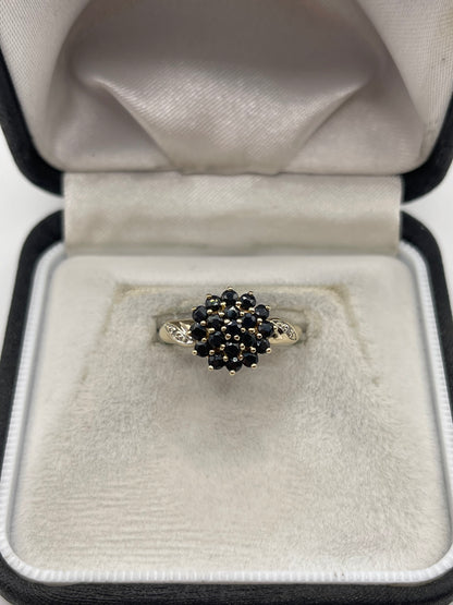 9ct gold sapphire and diamond ring