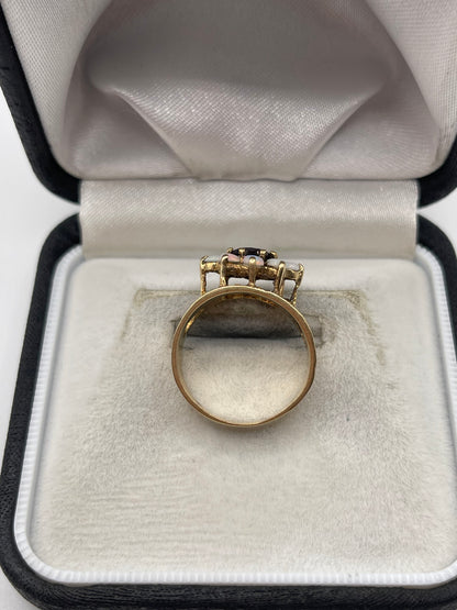 9ct gold garnet and opal ring