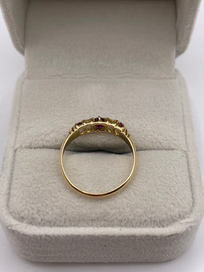 Antique 18ct gold ruby and diamond ring