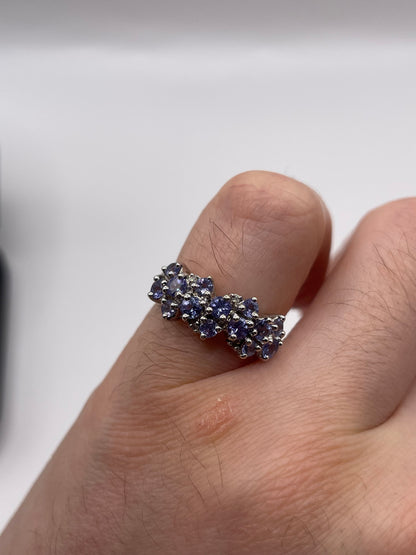 9ct white gold tanzanite and diamond ring