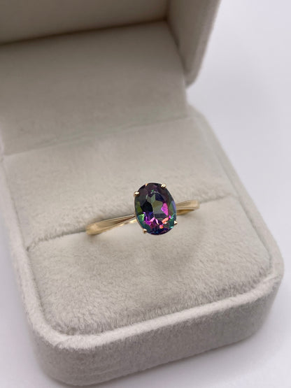 9ct gold mystic topaz ring
