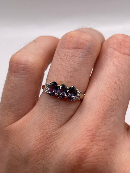9ct gold quartz and zircon ring