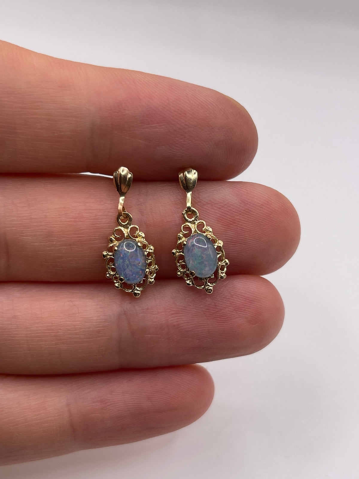 9ct gold opal triplet earrings