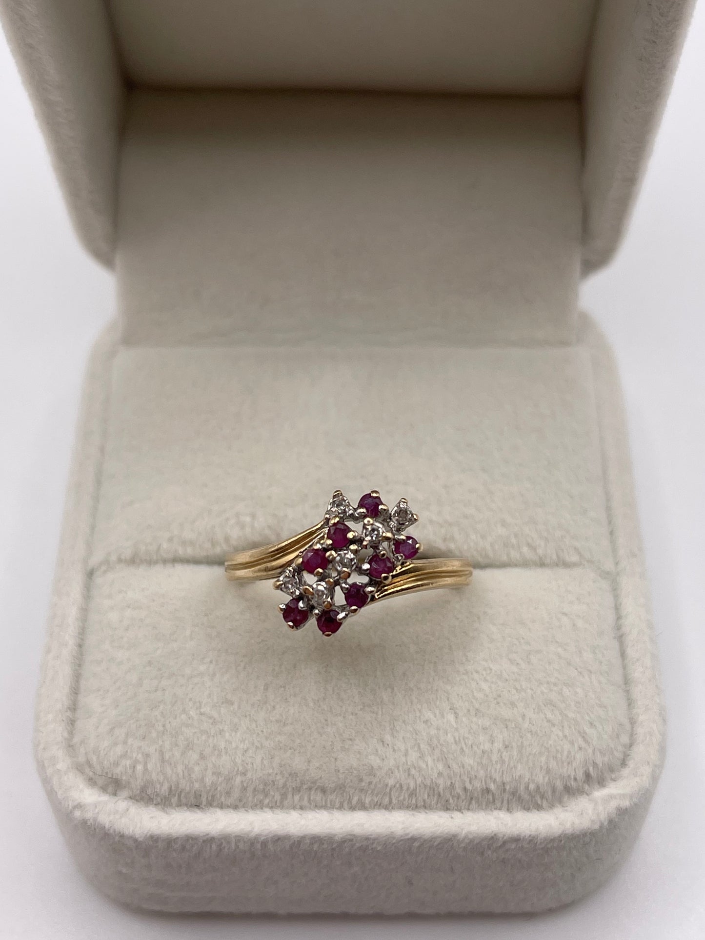 9ct gold ruby and diamond ring