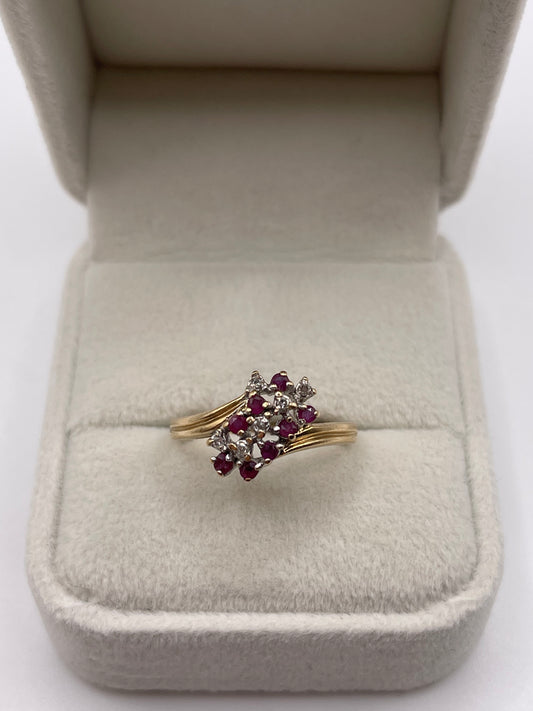 9ct gold ruby and diamond ring