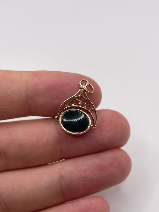9ct rose gold onyx spinning fob pendant
