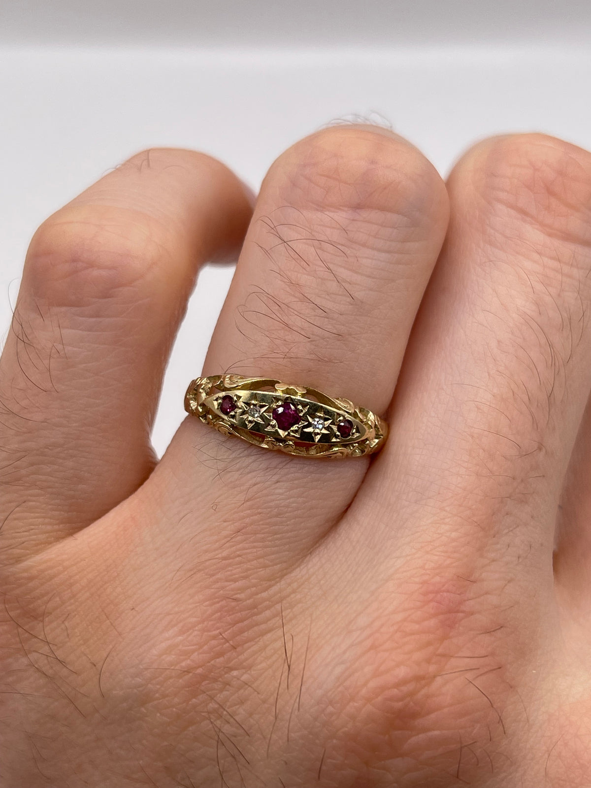 9ct gold ruby and diamond ring