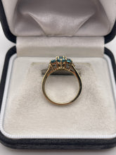 Load image into Gallery viewer, 9ct gold blue and white zircon ring
