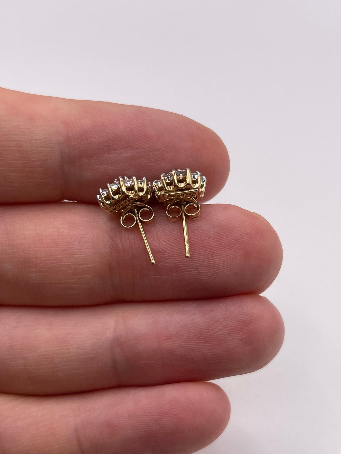 9ct gold diamond cluster earrings