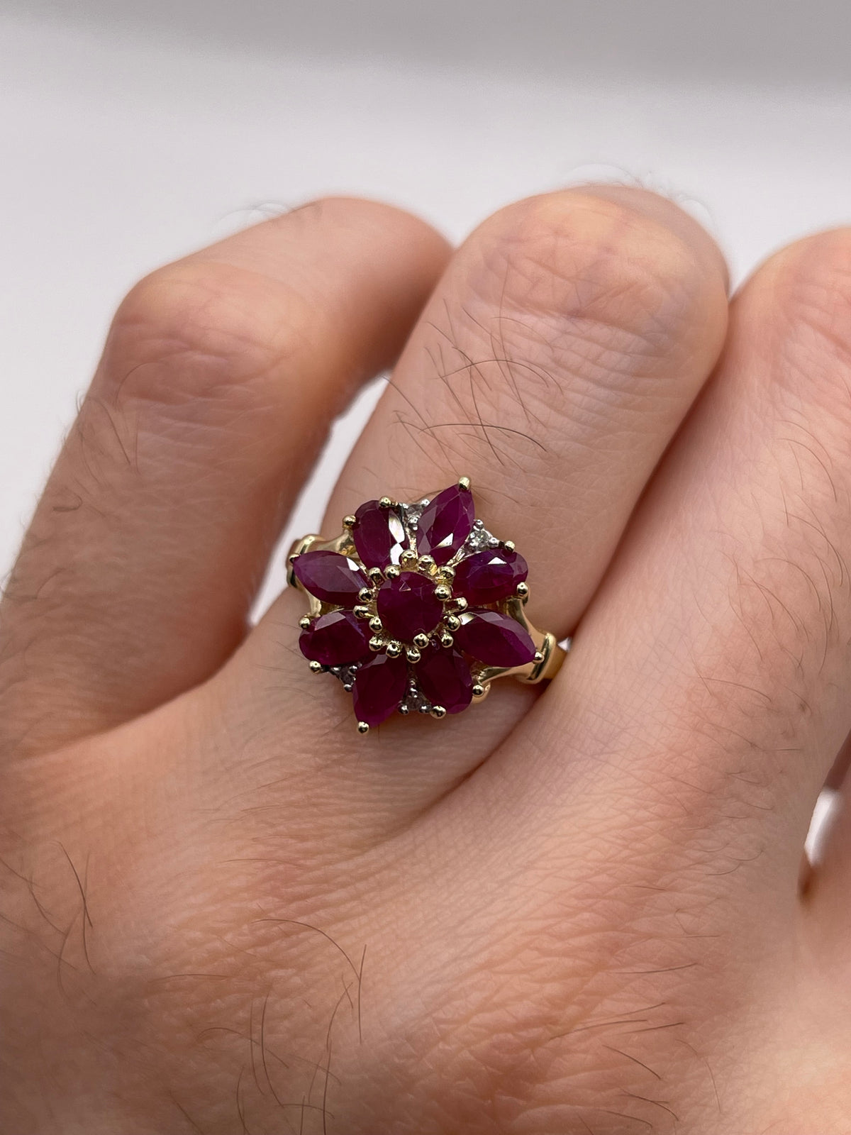 9ct gold ruby and diamond ring