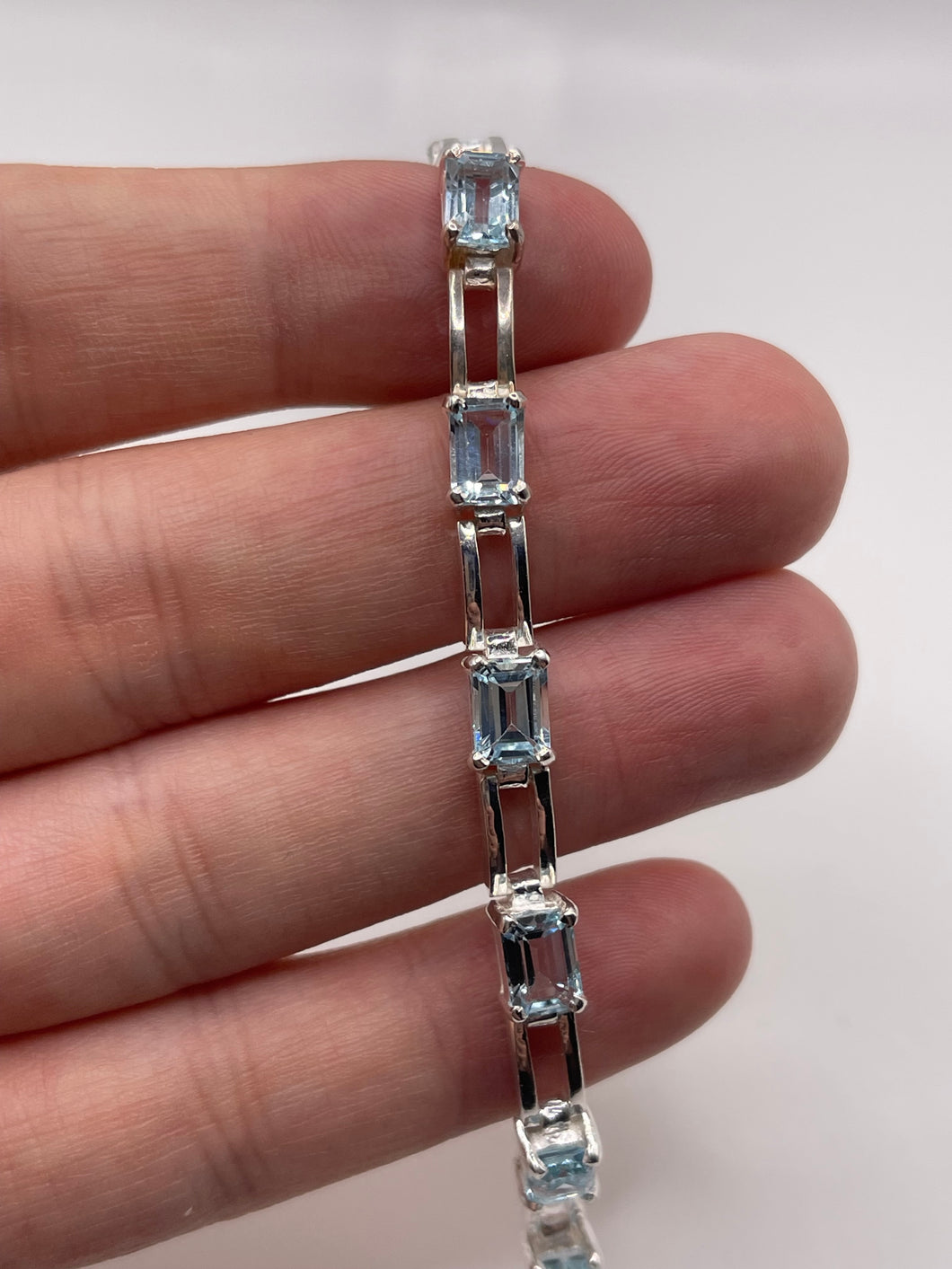 Silver blue topaz bracelet