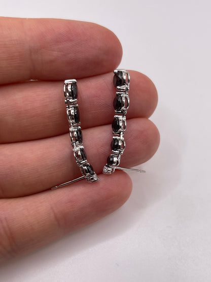9ct white gold black diamond earrings