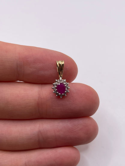 9ct gold ruby and diamond pendant