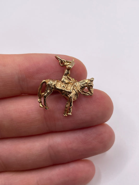 9ct gold horse rider charm