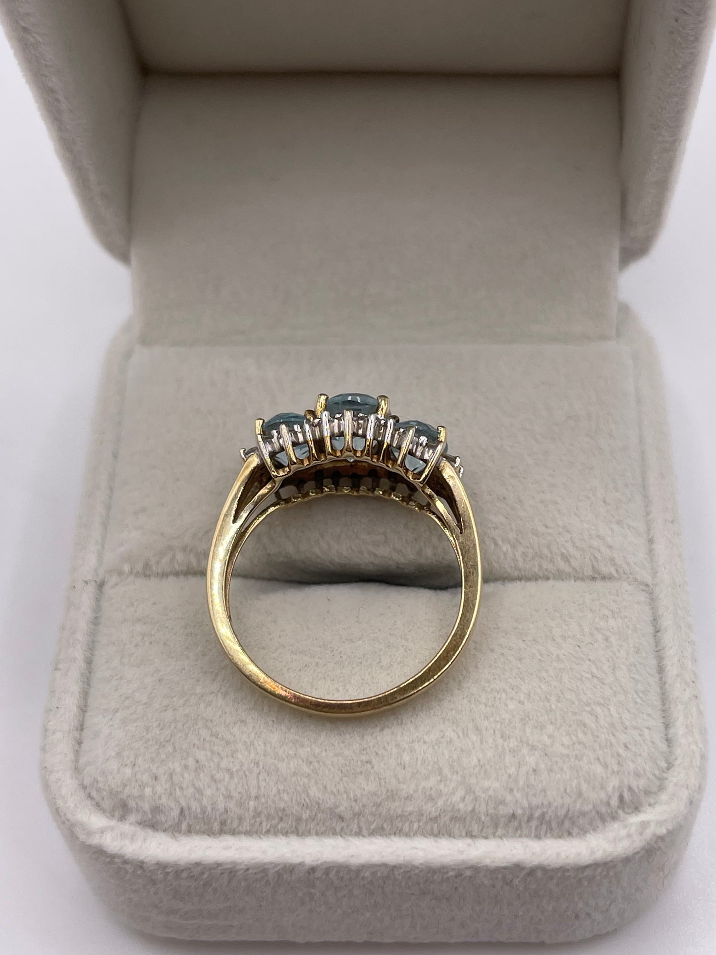 9ct gold blue topaz and diamond ring