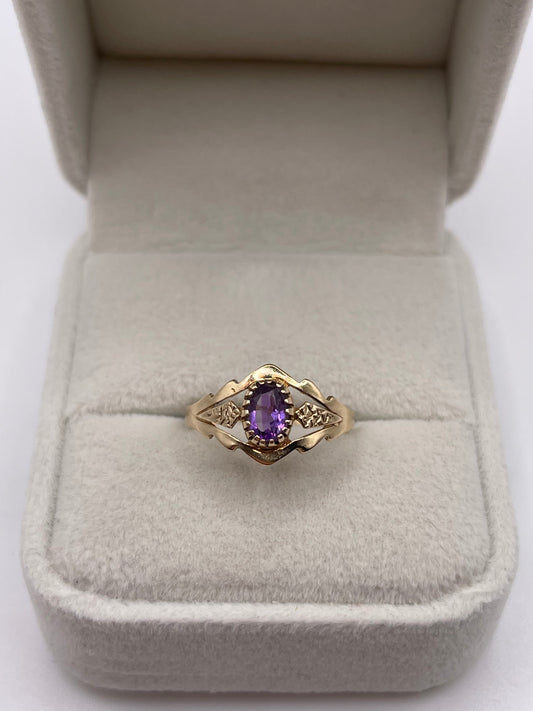 9ct gold amethyst ring