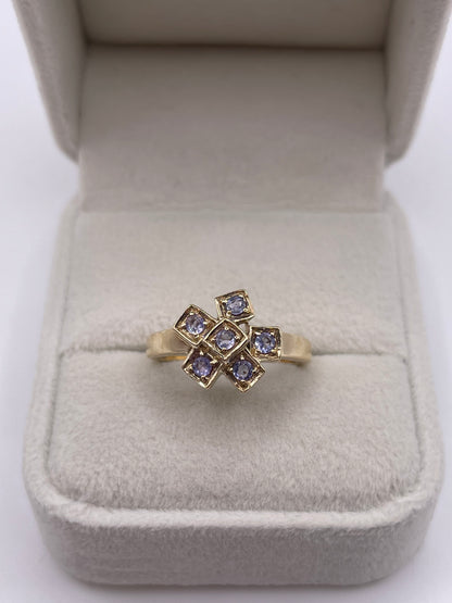 9ct gold tanzanite cluster ring