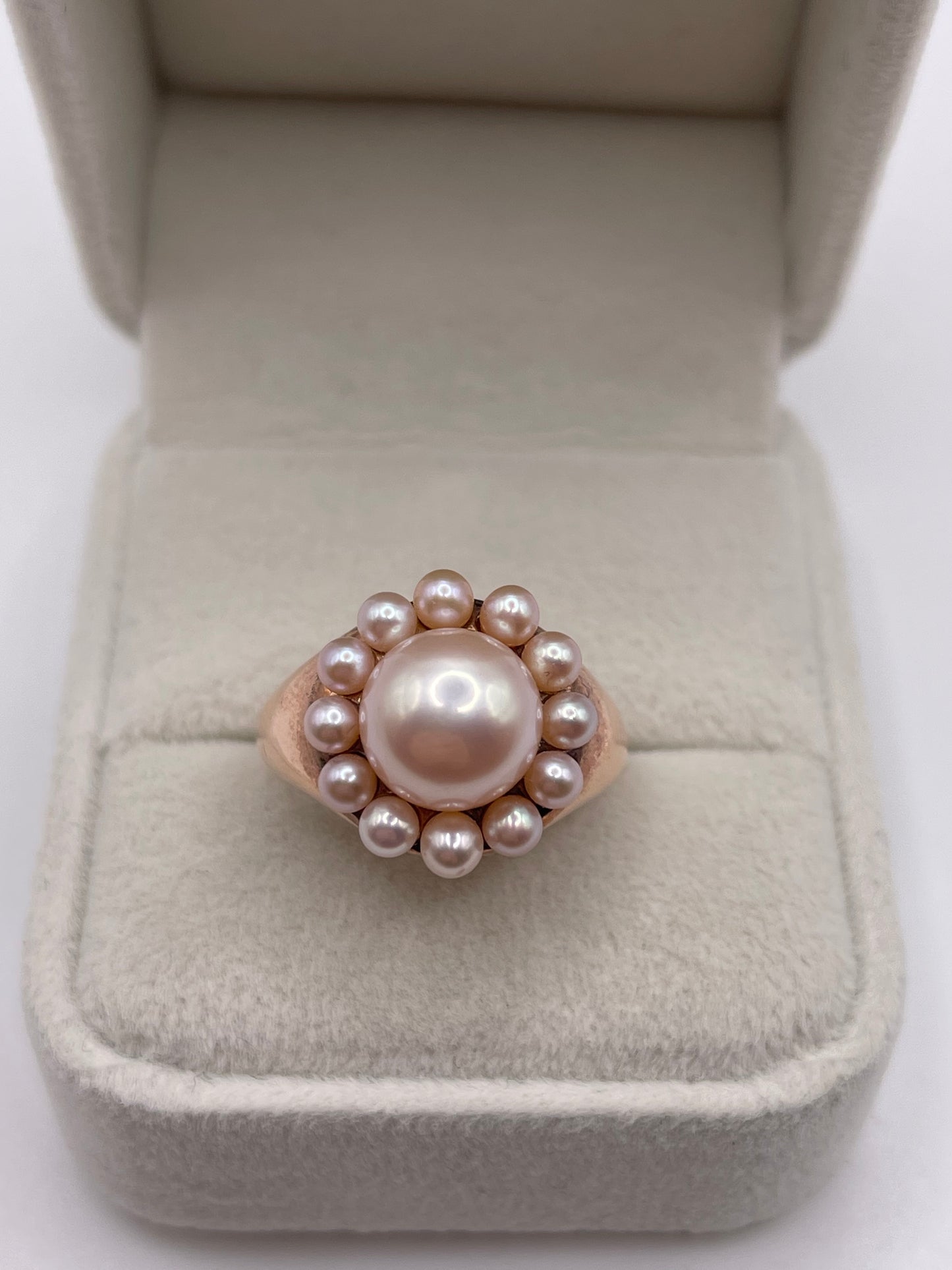 9ct rose gold pearl cluster ring