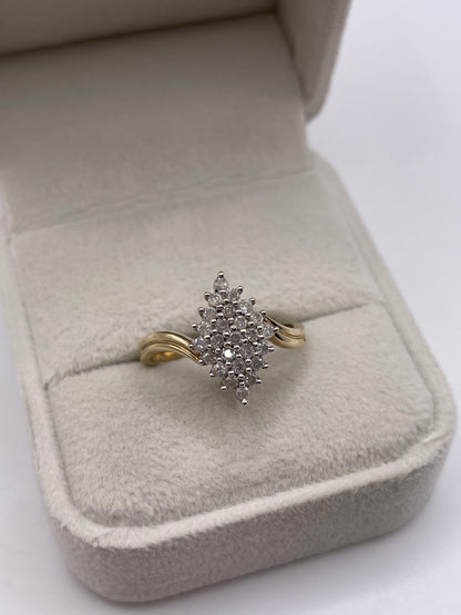 9ct gold diamond cluster ring