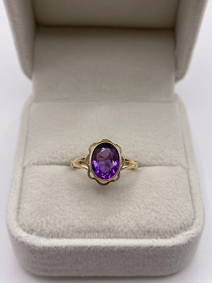 9ct gold amethyst ring